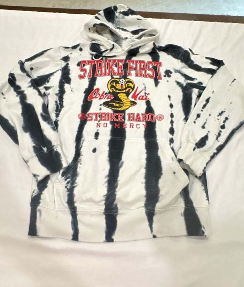 Bioworld Cobra Kai Strike First No Mercy Tie Dye Pullover Hoodie Medium